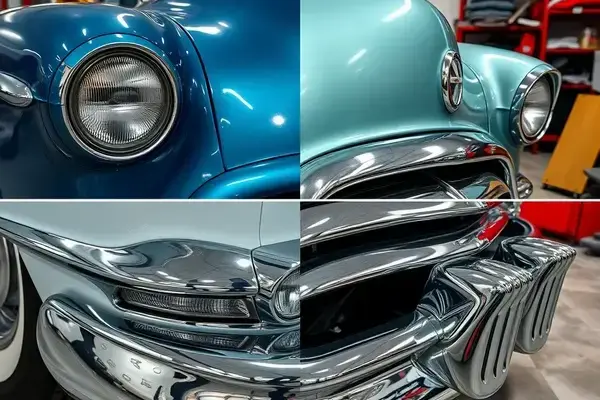 Classic car chrome restoration before and after